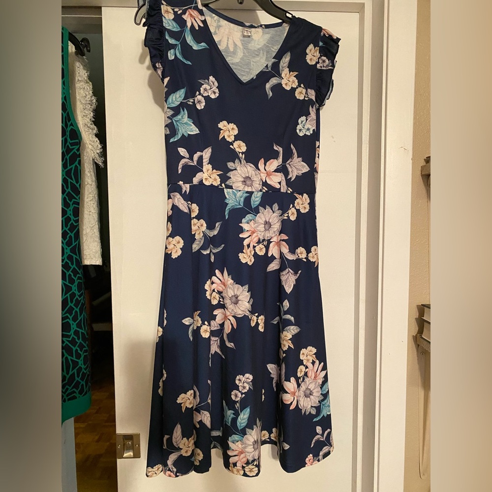 Navy and Floral Dress